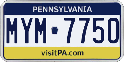 PA license plate MYM7750