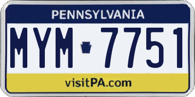PA license plate MYM7751