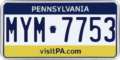 PA license plate MYM7753