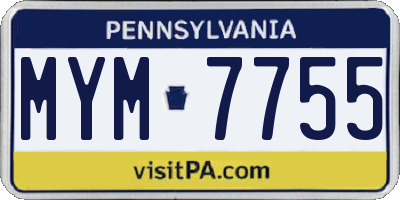 PA license plate MYM7755