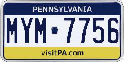PA license plate MYM7756