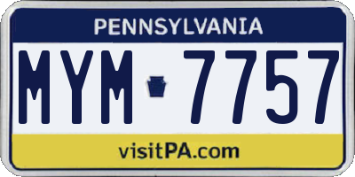 PA license plate MYM7757