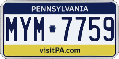 PA license plate MYM7759