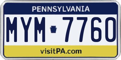 PA license plate MYM7760