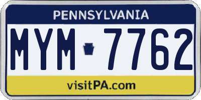 PA license plate MYM7762