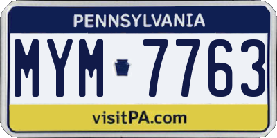 PA license plate MYM7763