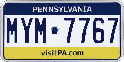 PA license plate MYM7767