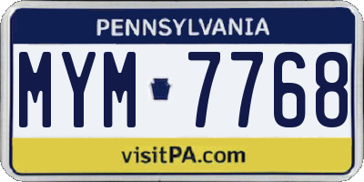 PA license plate MYM7768
