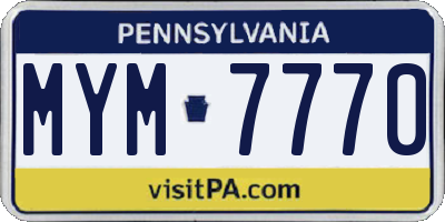 PA license plate MYM7770