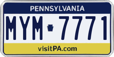 PA license plate MYM7771