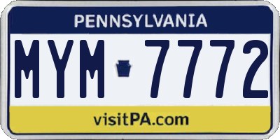 PA license plate MYM7772