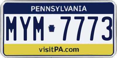 PA license plate MYM7773