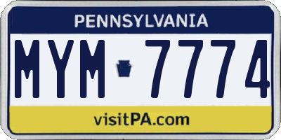 PA license plate MYM7774