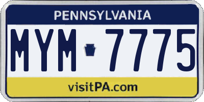 PA license plate MYM7775