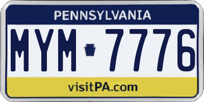 PA license plate MYM7776