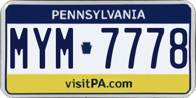 PA license plate MYM7778