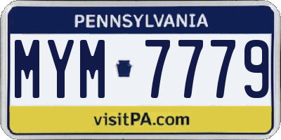 PA license plate MYM7779