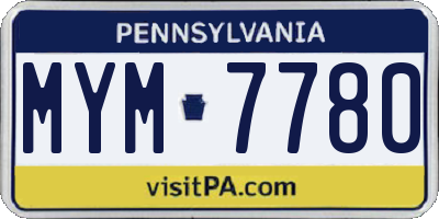 PA license plate MYM7780