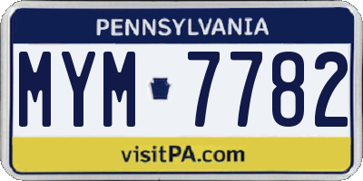 PA license plate MYM7782