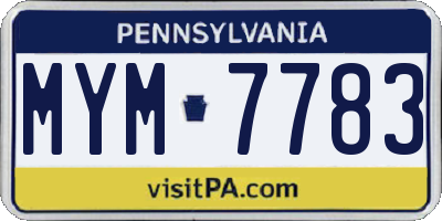 PA license plate MYM7783