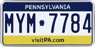 PA license plate MYM7784