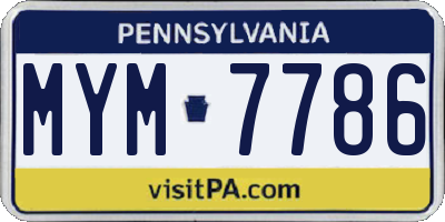 PA license plate MYM7786