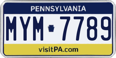PA license plate MYM7789