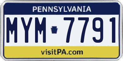 PA license plate MYM7791
