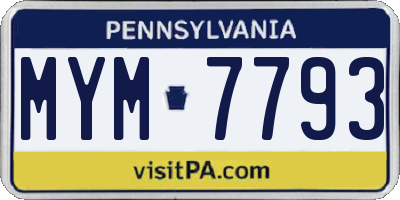 PA license plate MYM7793