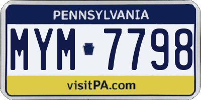 PA license plate MYM7798