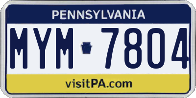 PA license plate MYM7804