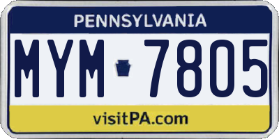 PA license plate MYM7805