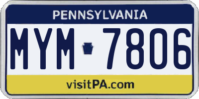 PA license plate MYM7806