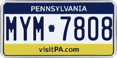 PA license plate MYM7808