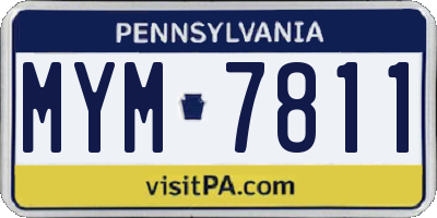 PA license plate MYM7811