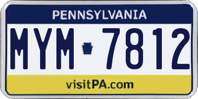 PA license plate MYM7812