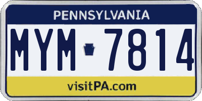 PA license plate MYM7814