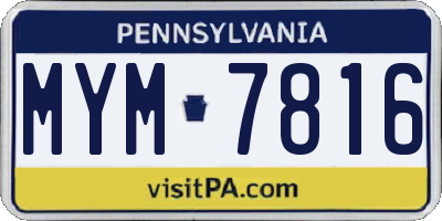 PA license plate MYM7816