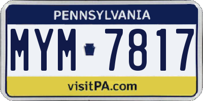 PA license plate MYM7817