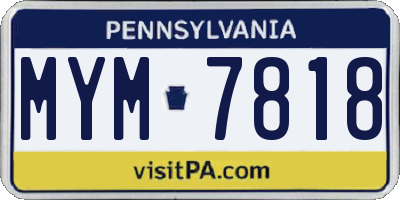 PA license plate MYM7818