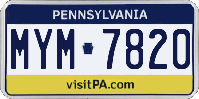 PA license plate MYM7820