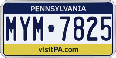 PA license plate MYM7825
