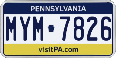 PA license plate MYM7826