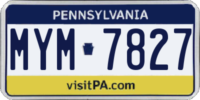 PA license plate MYM7827