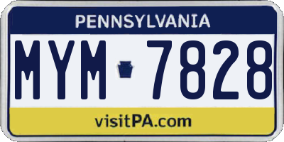 PA license plate MYM7828
