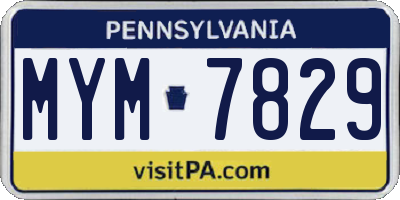 PA license plate MYM7829