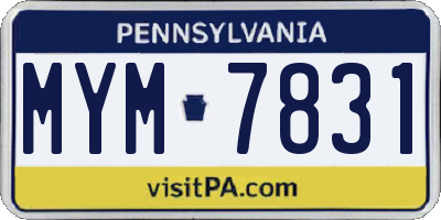 PA license plate MYM7831