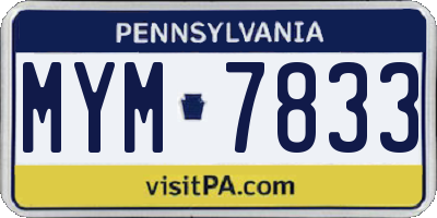 PA license plate MYM7833