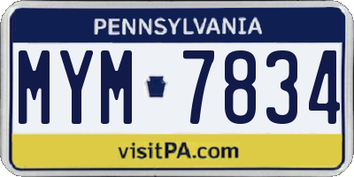 PA license plate MYM7834