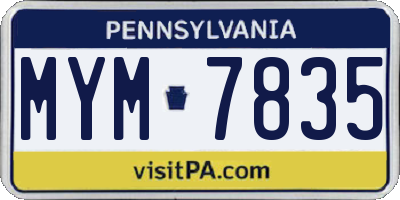 PA license plate MYM7835